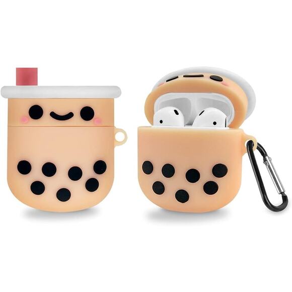 Airpods 1/2, Cute Boba Milk Tea Cartoon Character Upgrade 3D Silicone Case - Picture 2 of 5